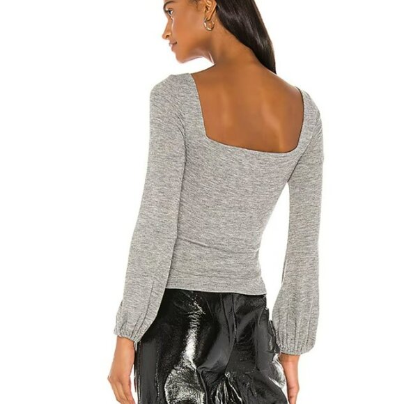 Lovers + Friends Blakely Heather Gray Square Neck Balloon Sleeve Sweater Sz XS - Picture 4 of 12